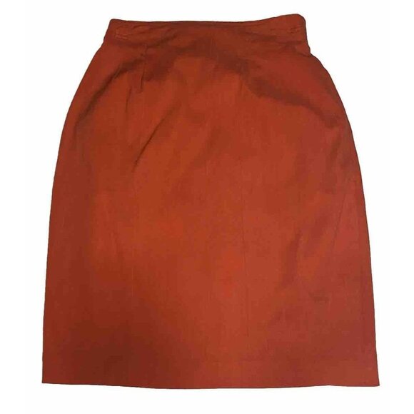 Vintage Cache Orange Rayon Size 4 Pencil Mini Skirt Elastic Waist Zip Holiday - Picture 2 of 10